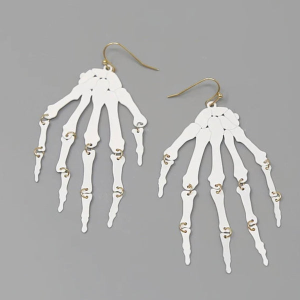 Skeleton Hand Earring - white