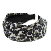 Corduroy leopard print headband with top knot