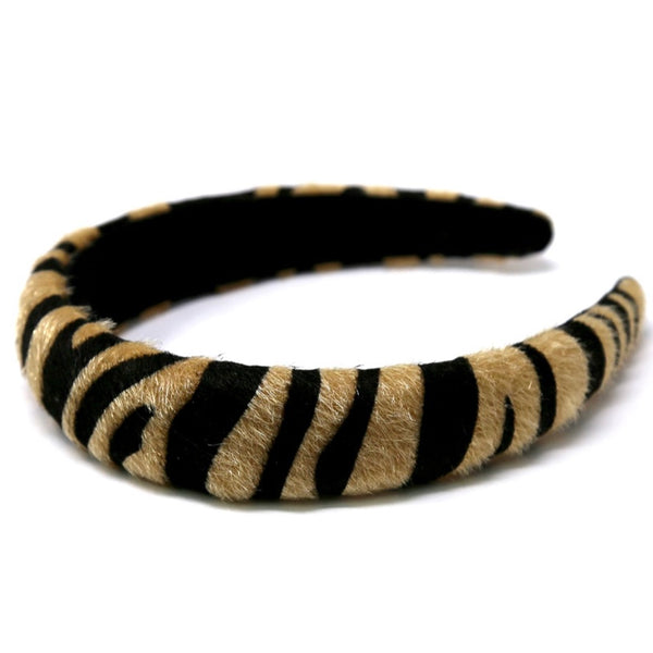 Faux pony hair tiger and zebra headband