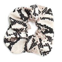 Satiny snakeskin soft fabric scrunchie