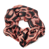 Satiny animal print soft fabric scrunchie