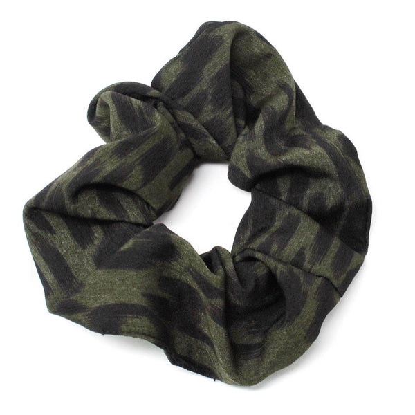 Satiny animal print soft fabric scrunchie